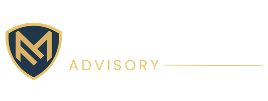 Logotipo da Felipe Marques Advisory com escudo cinza e nome da empresa em cinza e dourado.